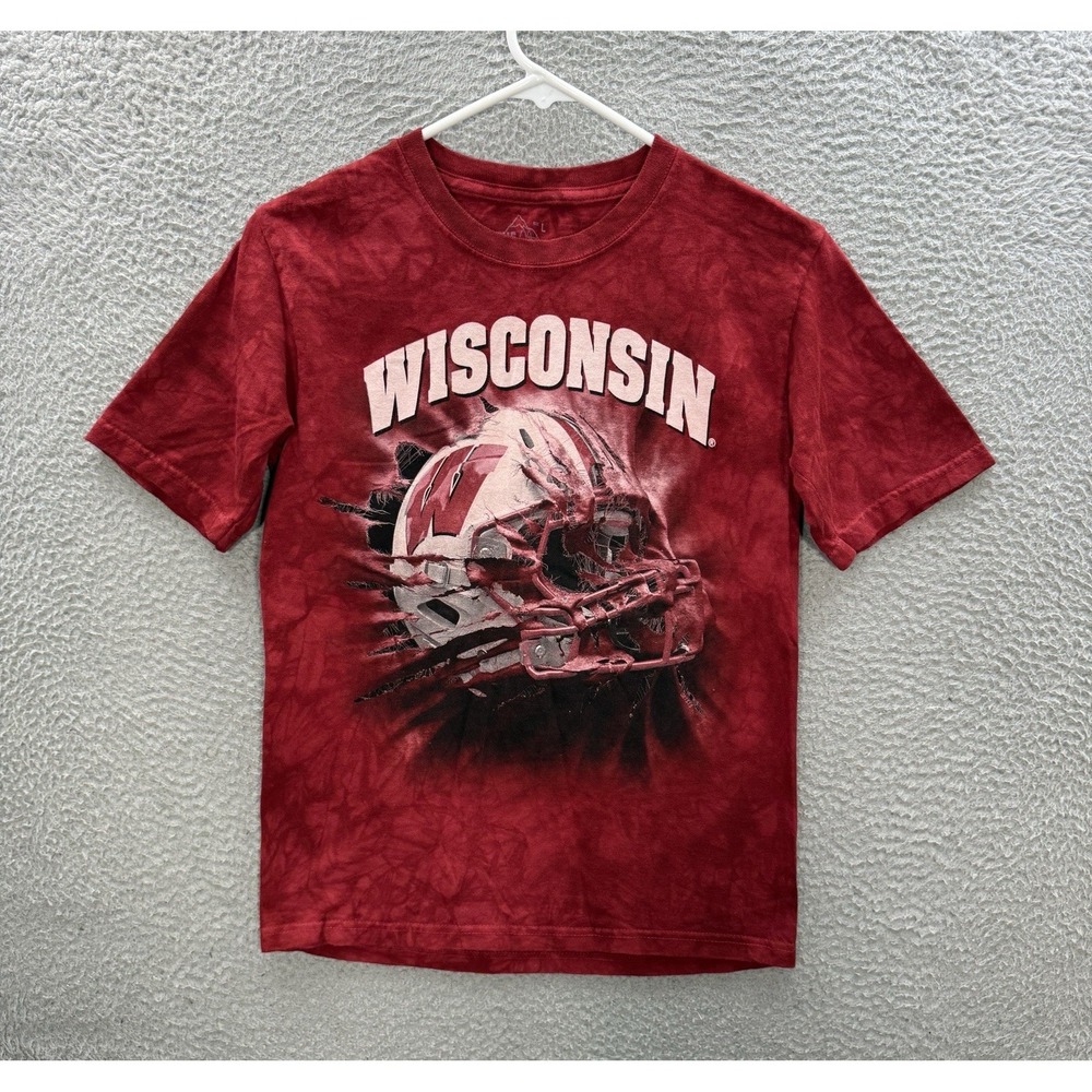 Wisconsin Badgers Shirt Boys Large Red Tie Dye Crewneck NCAA Sports The Mountain